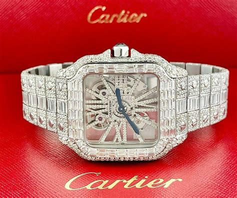 iced out cartier watch men.